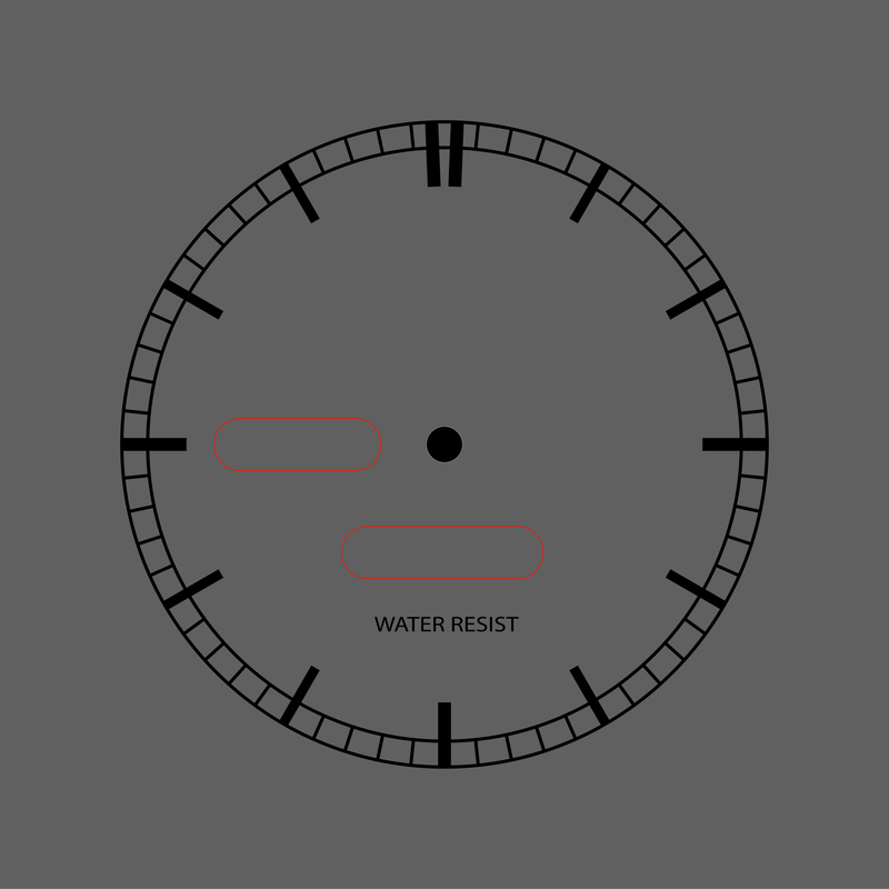 Diagrama de la esfera de un reloj con las zonas de personalización señaladas